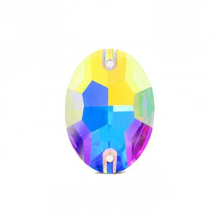 Varrható ovális kő  Crystal AB színben méret: 16x11mm - CRYSTAL AB (001 AB)